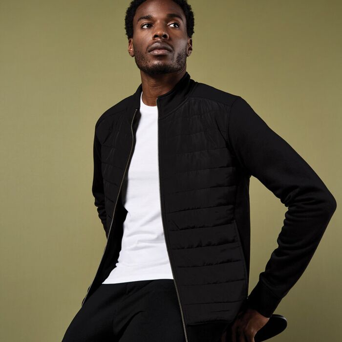 Regular fit quilted full-zip sweatshirt Thumbnail